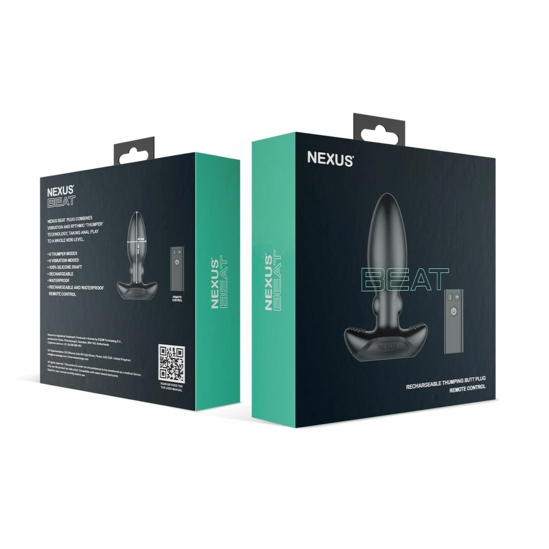 Nexus Beat - Wibrujący masażer analny z pilotem, silikonowy, czarny 11,2cm