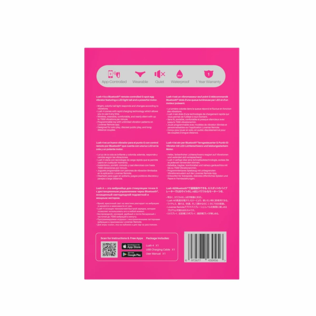 Lovense Lush 4 Model z Multikolorowym Podświetleniem LED, Bluetooth