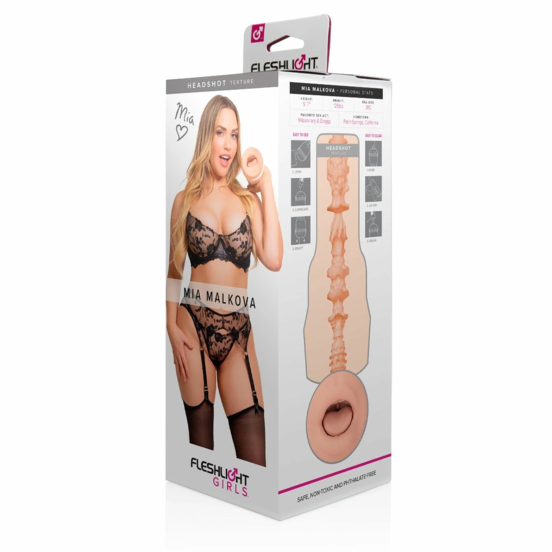 Fleshlight Girls Mia Malkova Headshot - model z teksturą spiralną, naturalny kolor
