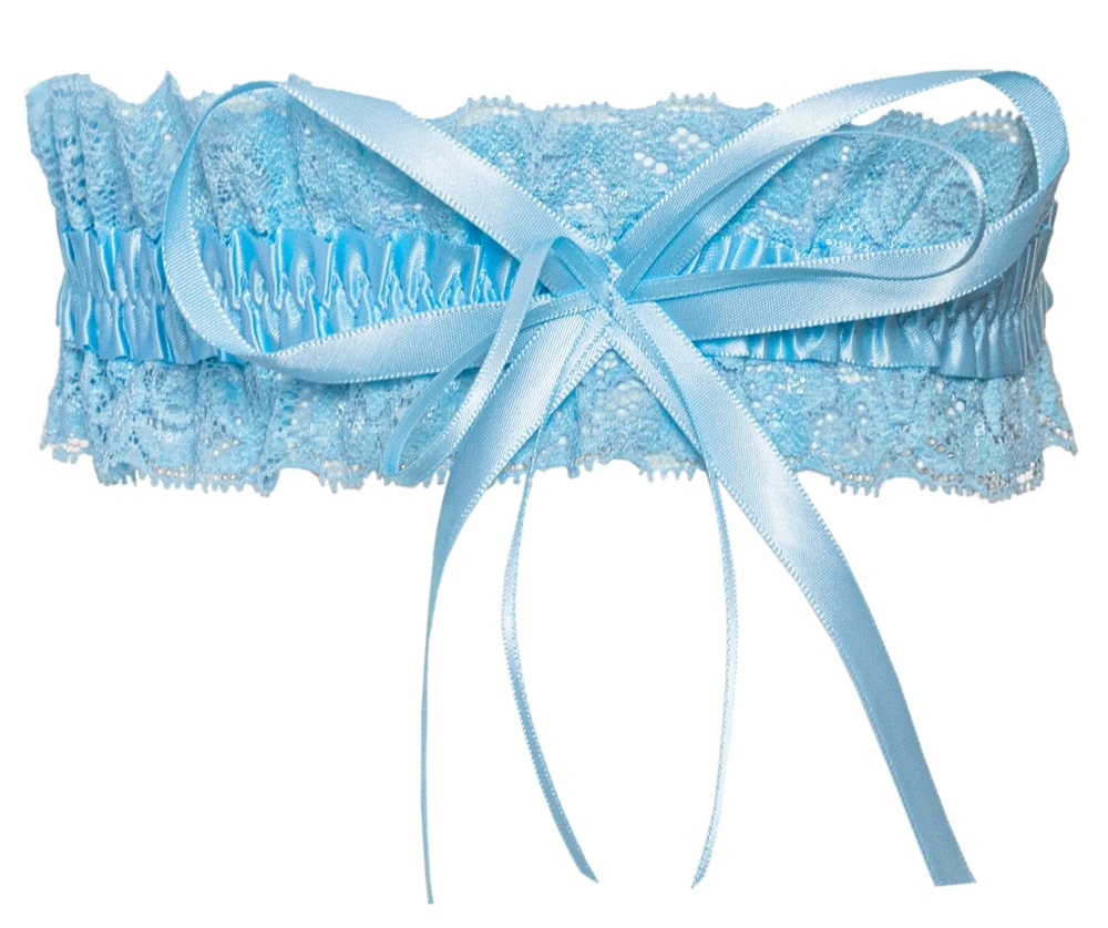Cottelli ACCESSOIRES Podwiązka koronkowa niebieska z satynową kokardą 5,5 cm
