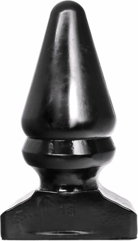 Korek analny wykonany z barwionego na czarno chlorku winylu w kształcie piramidy All Black 28 cm