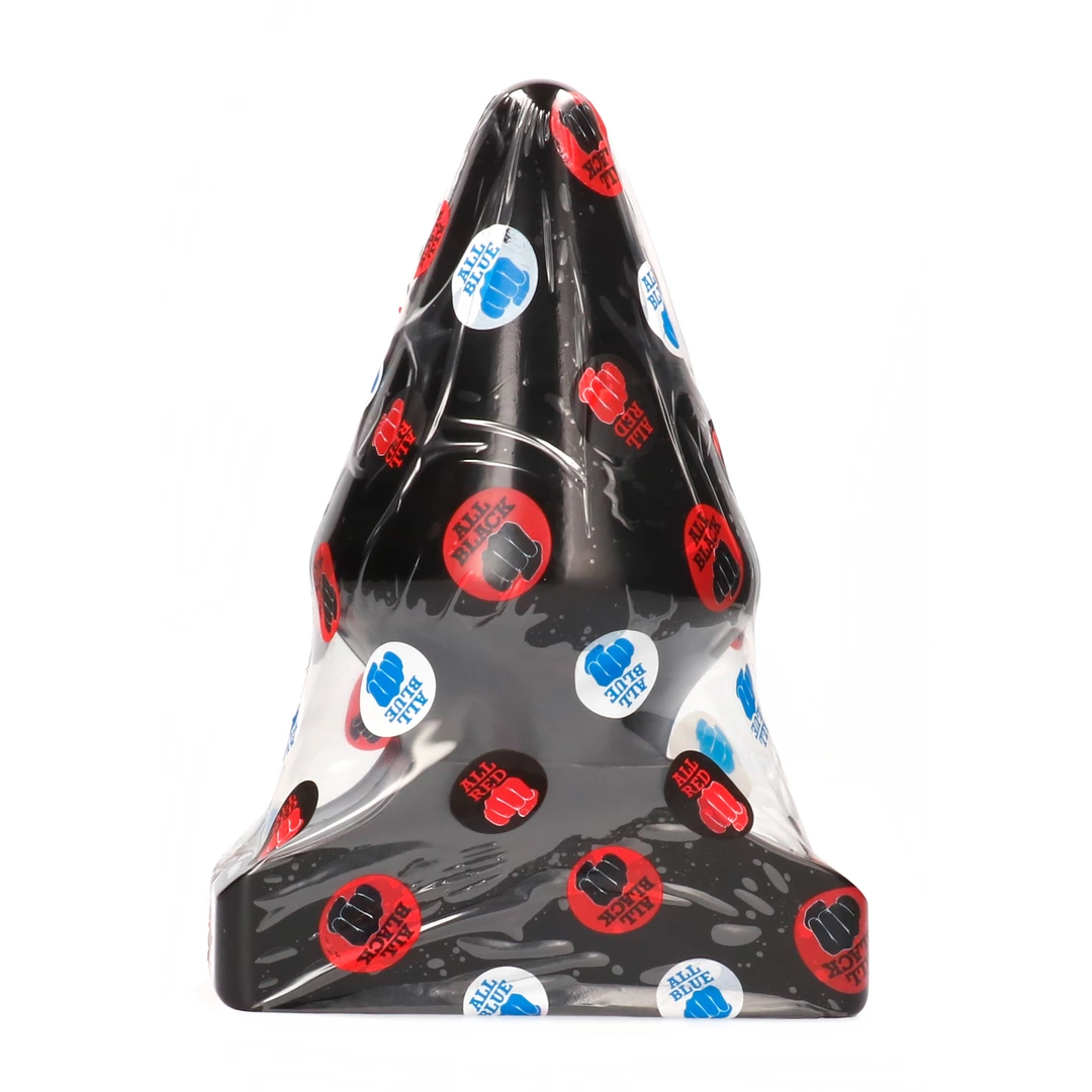 Korek analny wykonany z barwionego na czarno chlorku winylu w kształcie piramidy All Black 23 cm