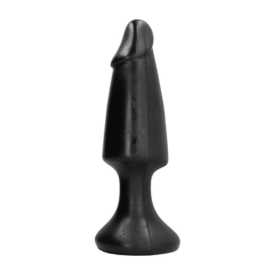 Korek analny wykonany z barwionego na czarno chlorku winylu w kształcie penisa All Black 35 cm