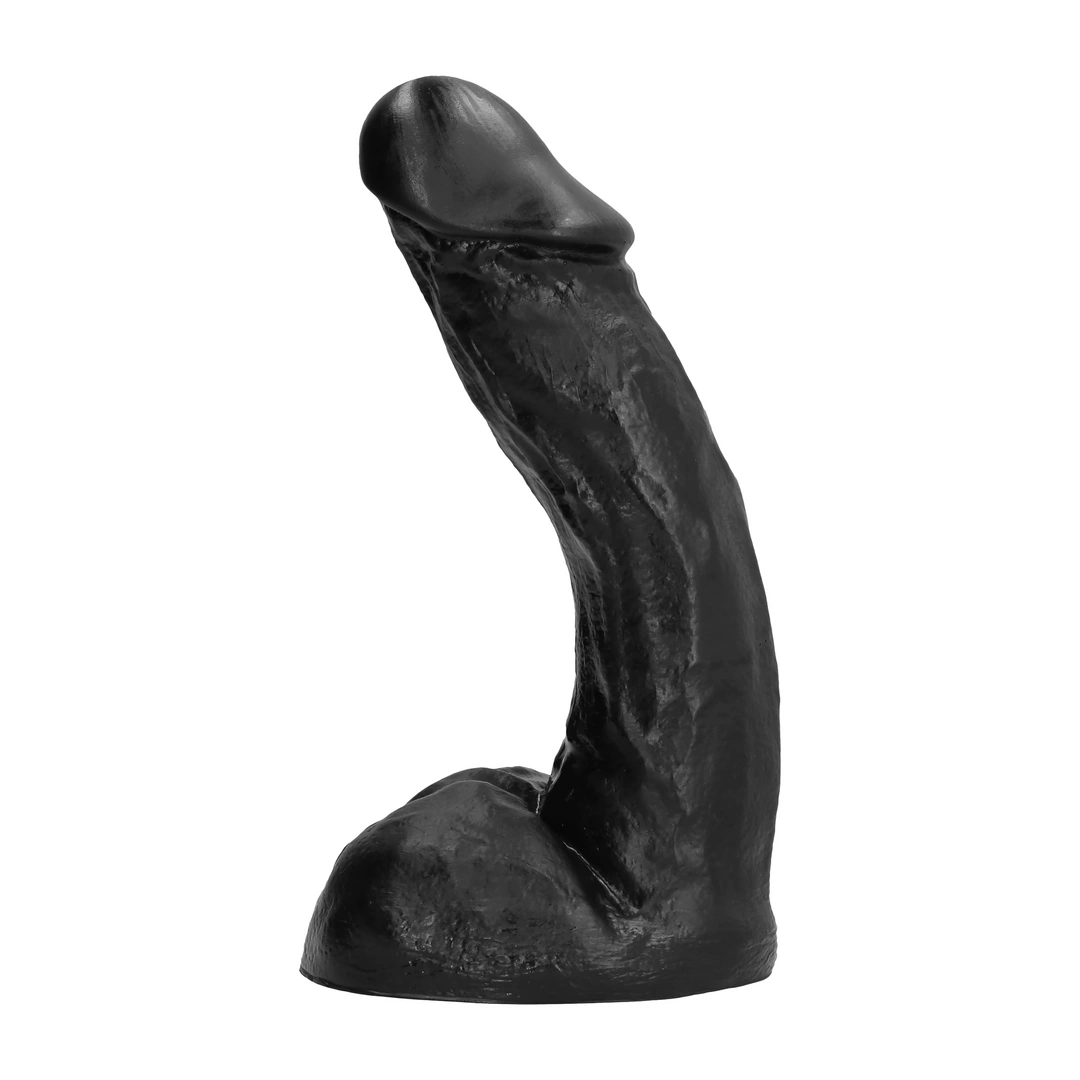 Dildo z czarnego silikonu z jądrami All Black 23 cm