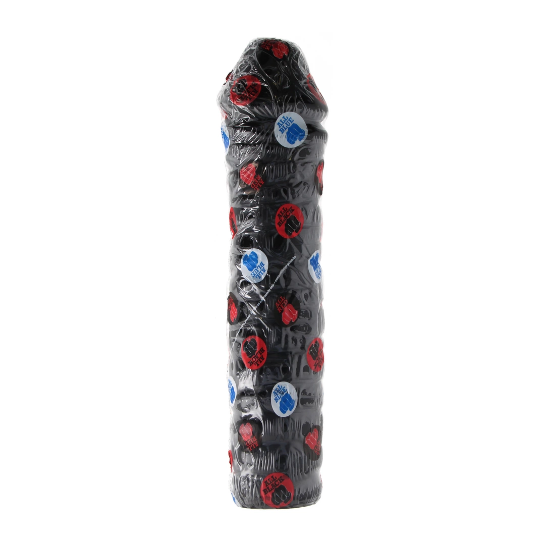 Realistyczne dildo do masturbacji waginy z wybrzuszeniami wykonane z czarnego silikonu 38 cm