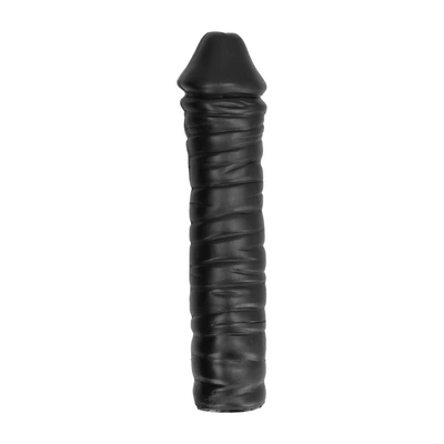 Realistyczne dildo do masturbacji waginy z wybrzuszeniami wykonane z czarnego silikonu 38 cm