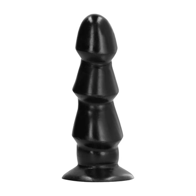 Korek analny wykonany z czarnego chlorku winylu z wypukłościami All Black 17 cm