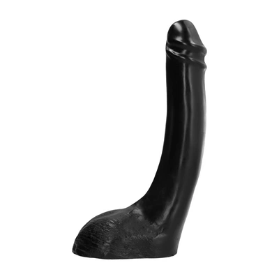 Realistyczne lekko uchylone dildo do masturbacji pochwy i punktu G wykonane z czarnego silikonu 32 cm