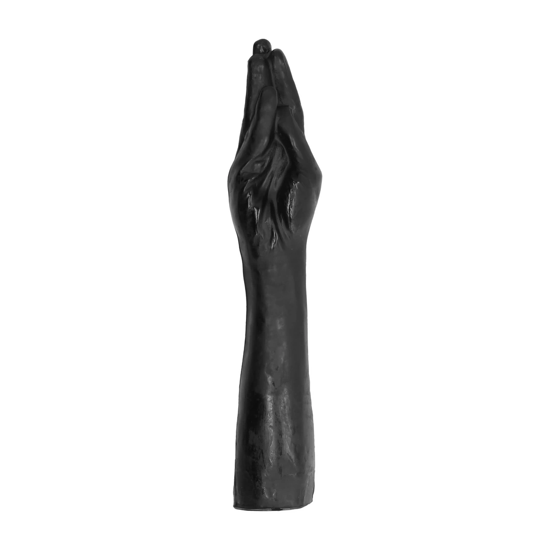 Dildo z końcówką dłoni do masturbacji wykonane z czarnego silikonu All Black 39 cm