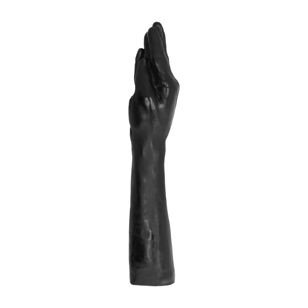Dildo z końcówką dłoni do masturbacji wykonane z czarnego silikonu All Black 39 cm