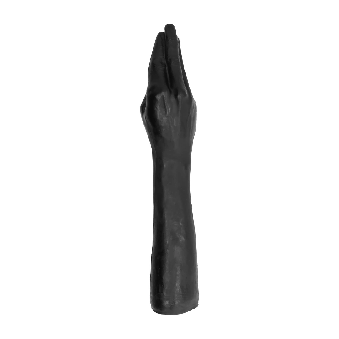 Dildo z końcówką dłoni do masturbacji wykonane z czarnego silikonu All Black 39 cm