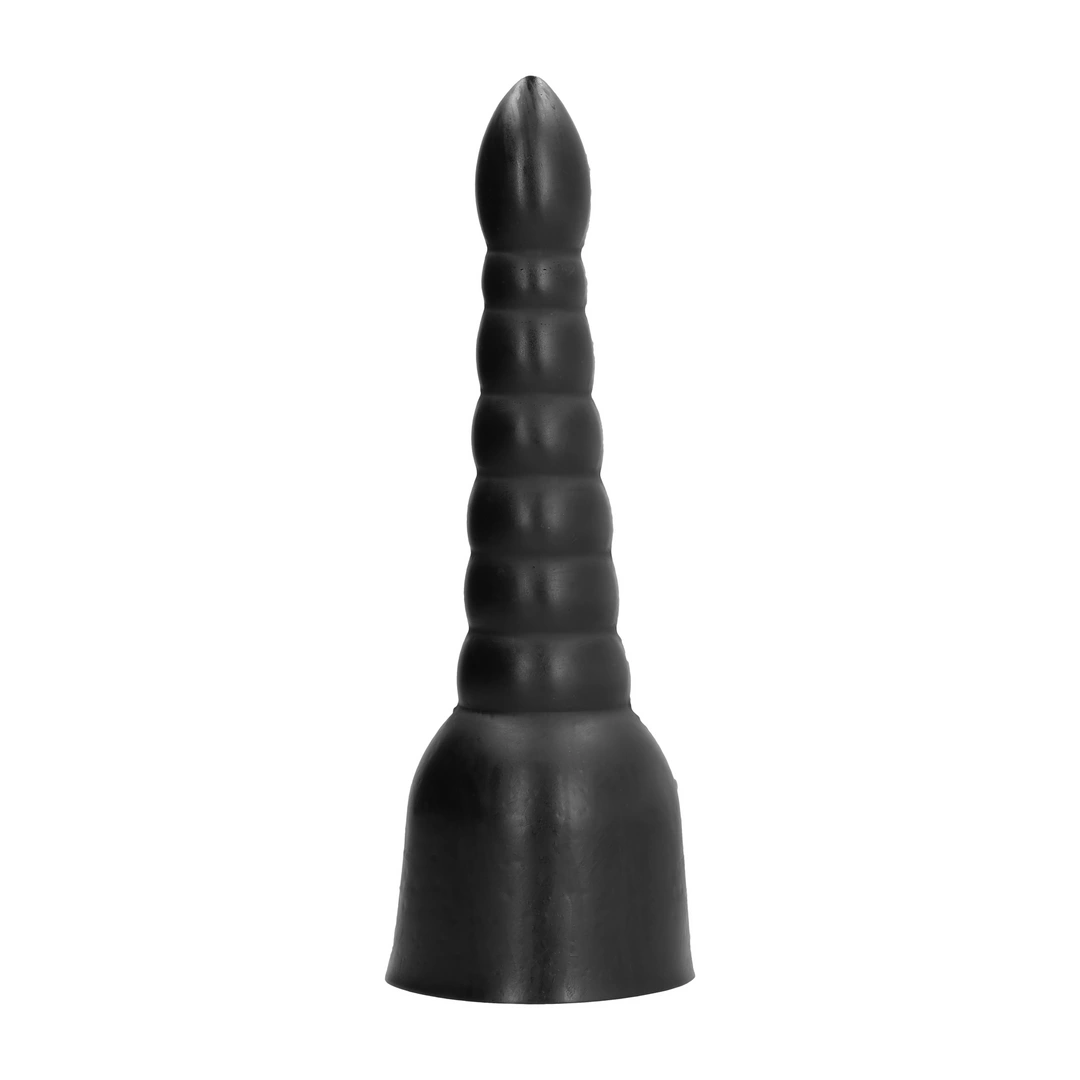 Dildo rożek do masturbacji wykonane z czarnego silikonu All Black 34 cm