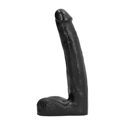 Realistyczne lekko pochylone dildo do masturbacji pochwy i punktu G wykonane z czarnego silikonu 21 cm