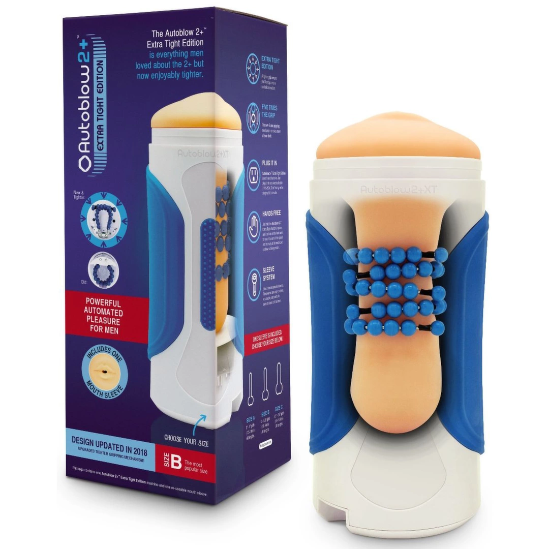 Wibrator beżowy silikonowy do masturbacji penisa Autoblow 2 Plus XT & Sleeve 