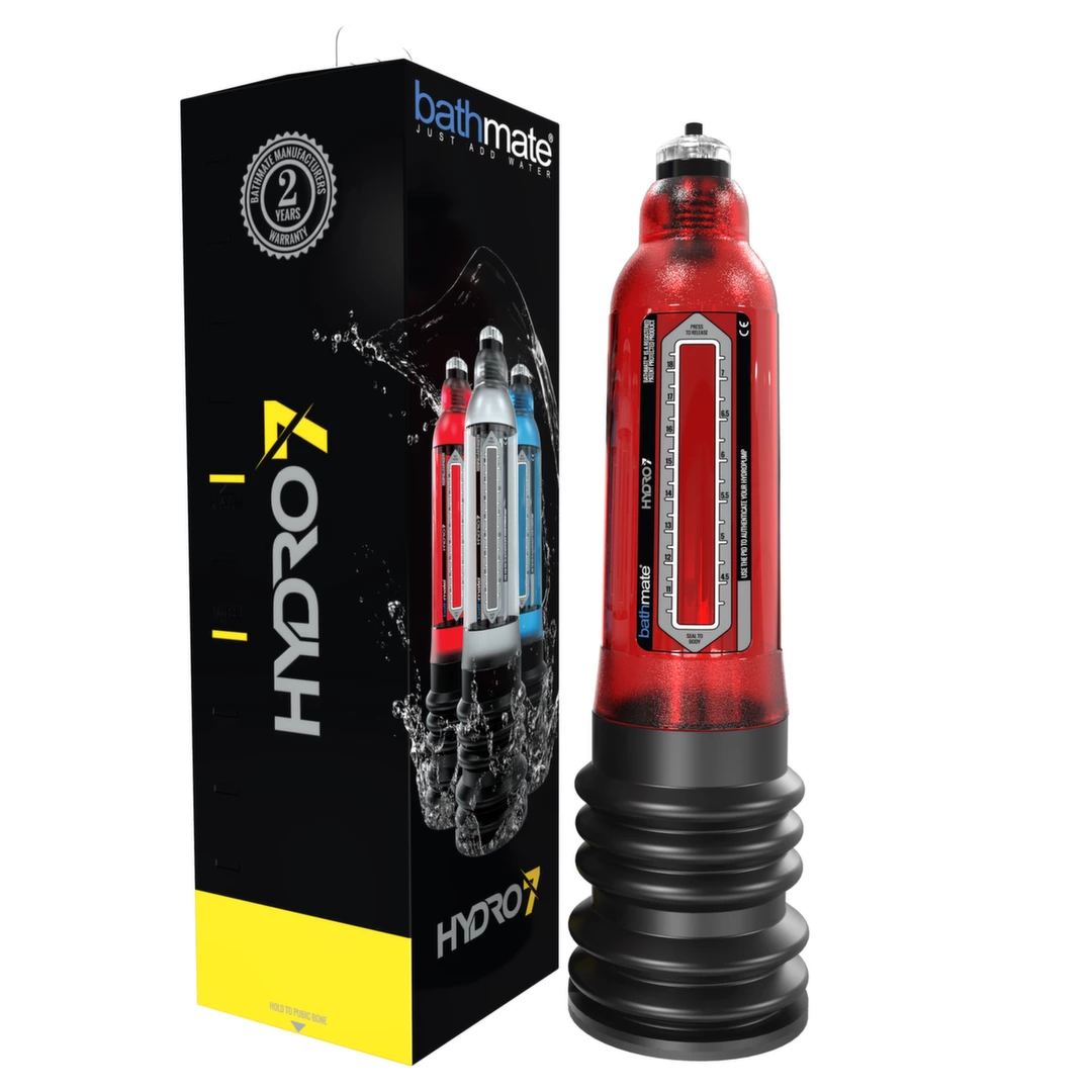 Pompka powiększająca penisa wykonana z silikonu i plastiku w kolorze czerwonym Bathmate Hydro 7