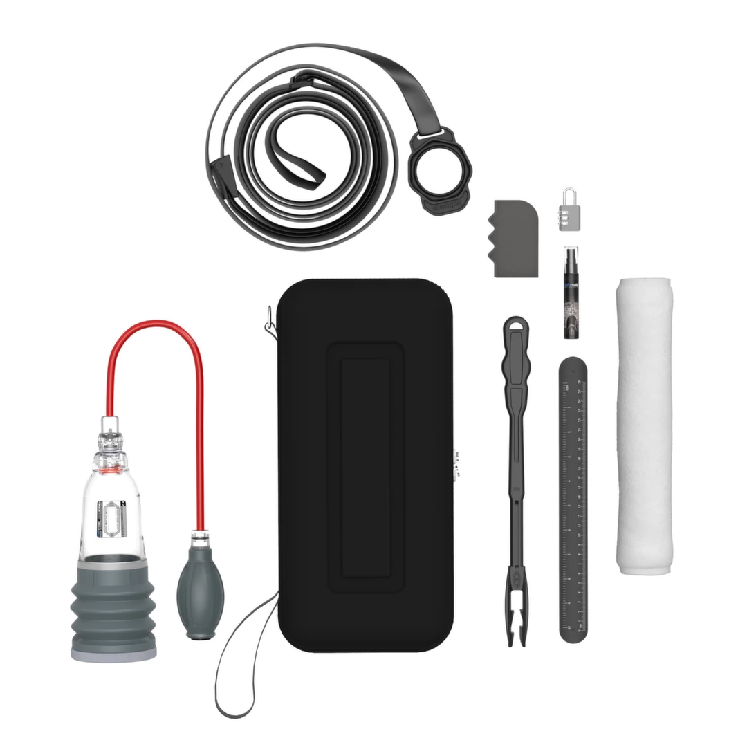 Pompka powiększająca penisa wykonana z szarego silikonu i przezroczystego plastiku Bathmate HydroXtreme3 