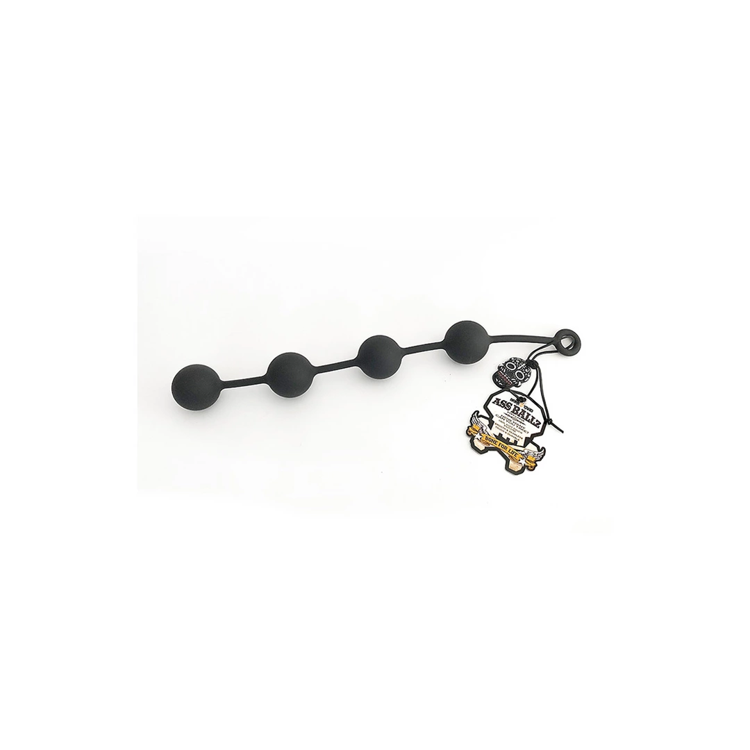 Koraliki analne z czarnego silikonu Boneyrad Ass Ballz XL