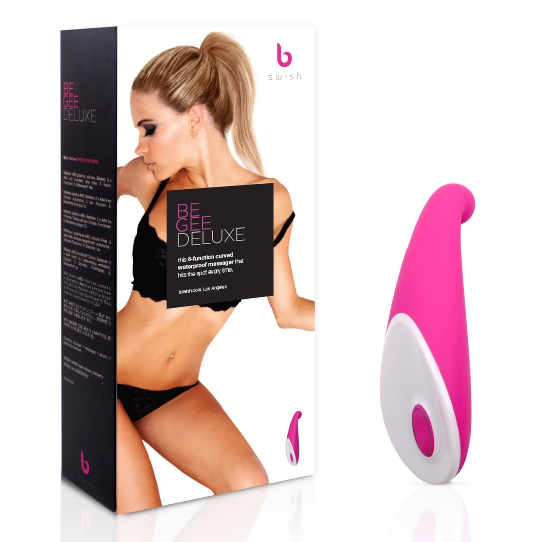 Różowy silikonowy wibrator z zakrzywioną końcówką do stymulacji łechtaczki i punktu G B Swish bgee Deluxe 