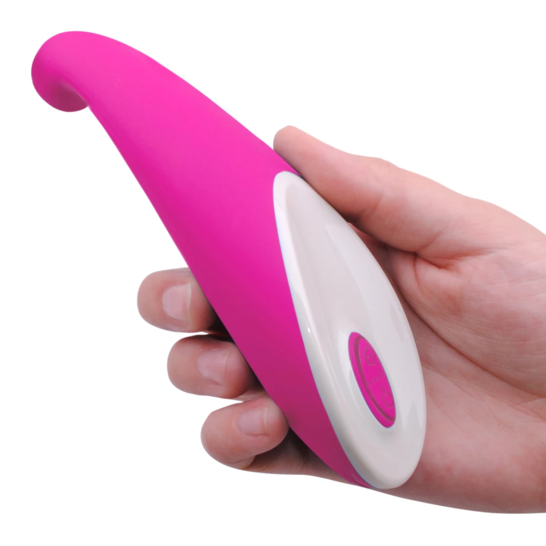 Różowy silikonowy wibrator z zakrzywioną końcówką do stymulacji łechtaczki i punktu G B Swish bgee Deluxe 