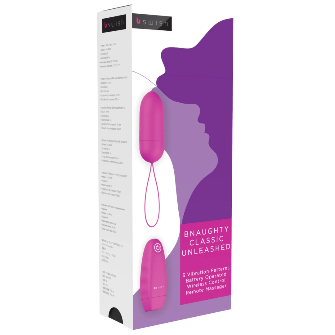 Karmazynowe silikonowe jajko dopochwowe z bezprzewodowym pilotem od B Swish bnaughty Classic Unleashed Cerise	