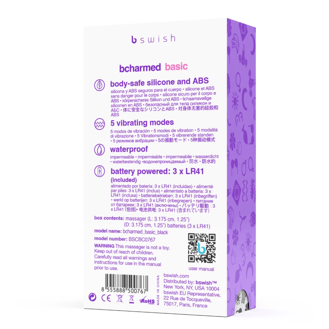 Wibrujący pierścień erekcyjny silikonowy szary z wibratorem dla łechtaczkę B Swish bcharmed Basic 