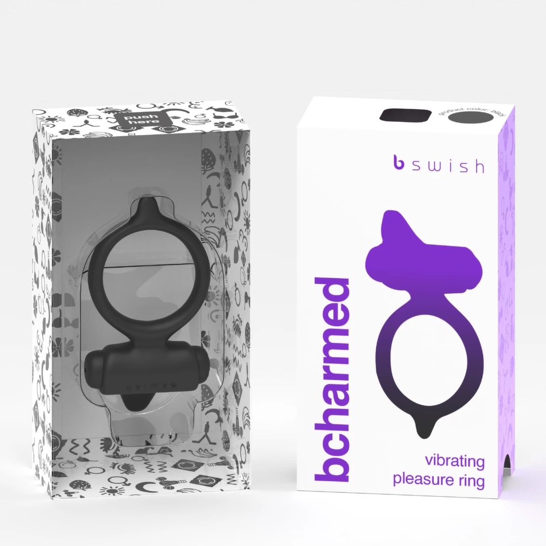Wibrujący pierścień erekcyjny silikonowy szary z wibratorem dla łechtaczkę B Swish bcharmed Basic 