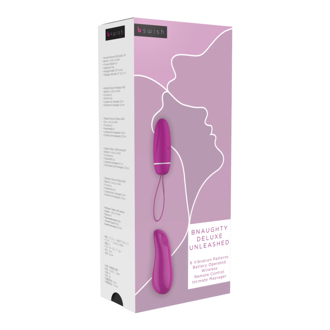 Różowe silikonowe jajko waginalne z bezprzewodowym pilotem B Swish bnaughty Deluxe Unleashed 