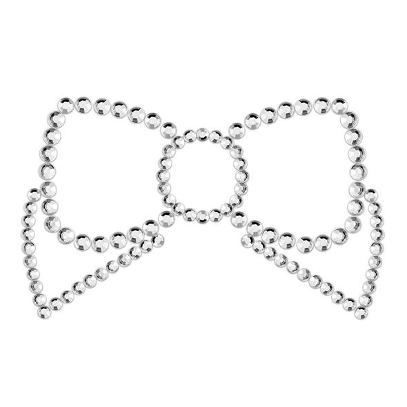 Nakładki na sutki - Bijoux Indiscrets Mimi Bow Silver Kokarda Srebrna