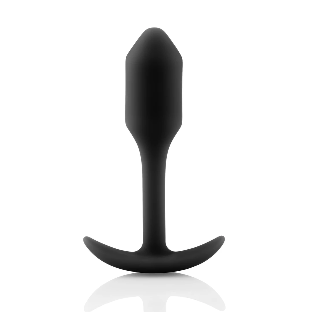 Korek analny długi wykonany z silikonu w kolorze czarnym B-Vibe Snug Plug 1