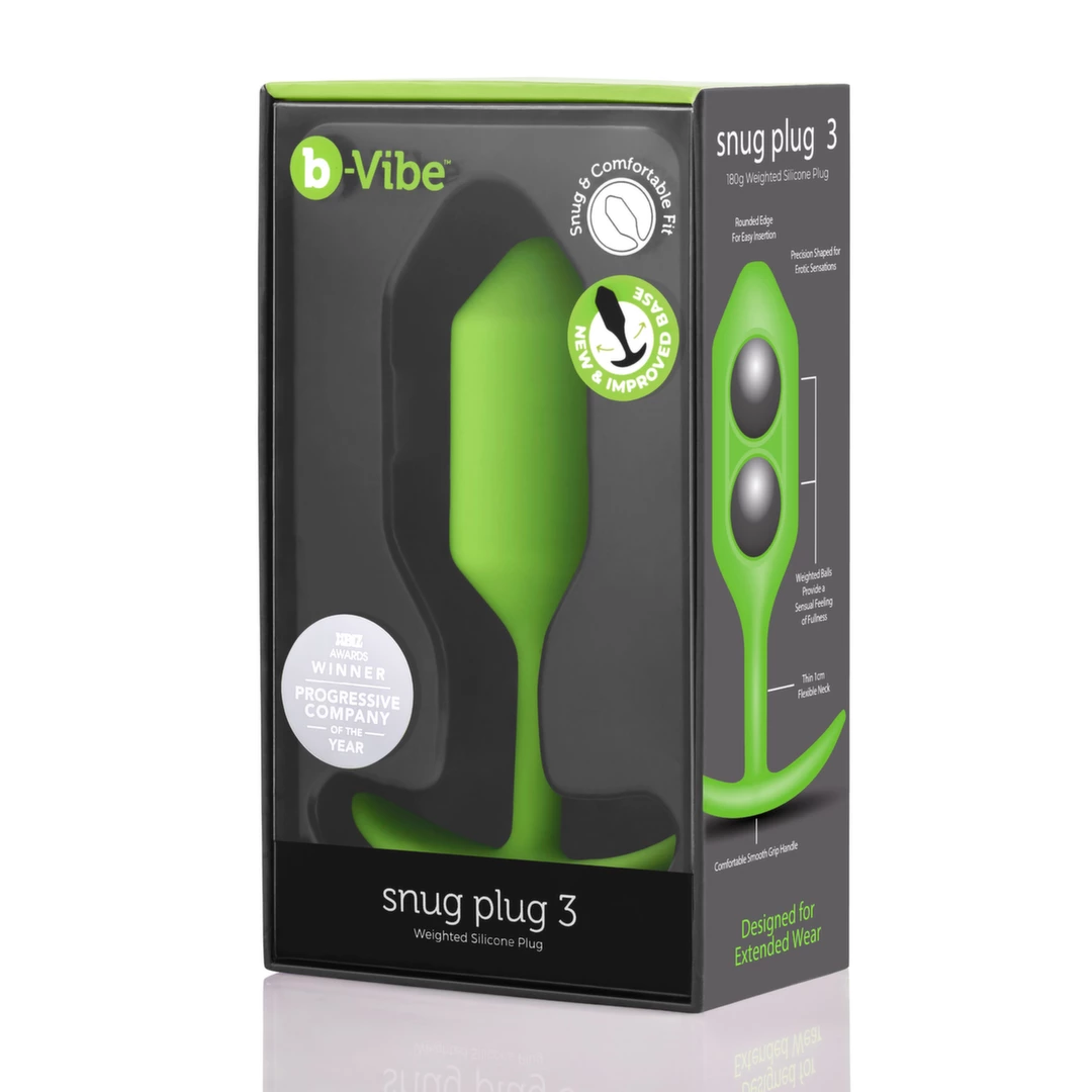 Korek analny długi silikonowy w jasnozielonym kolorze B-Vibe Snug Plug 3  Korek analny długi silikonowy w jasnozielonym kolorze B-Vibe Snug Plug 3