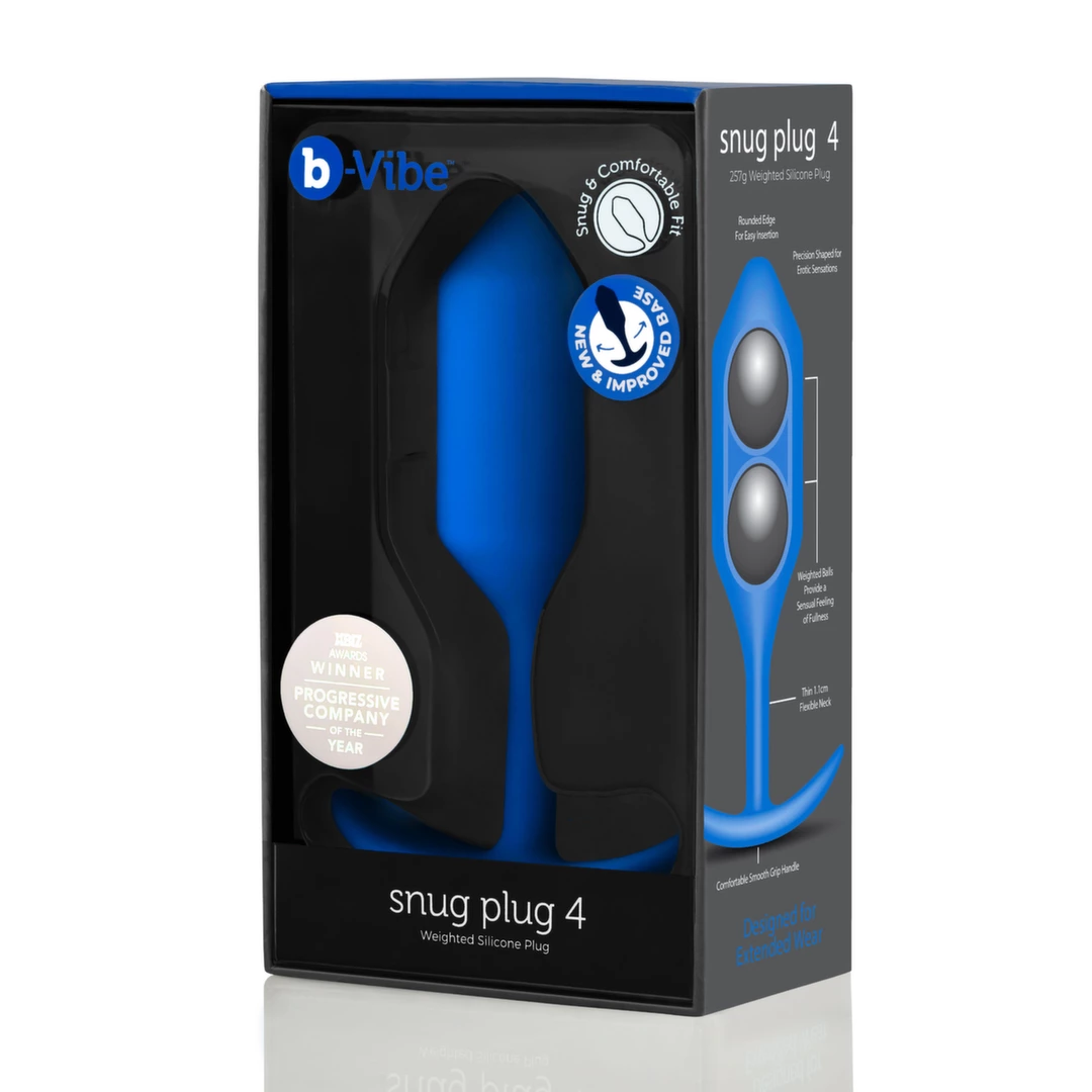 Korek analny duży wykonany z silikonu w kolorze niebieskim B-Vibe Snug Plug 4