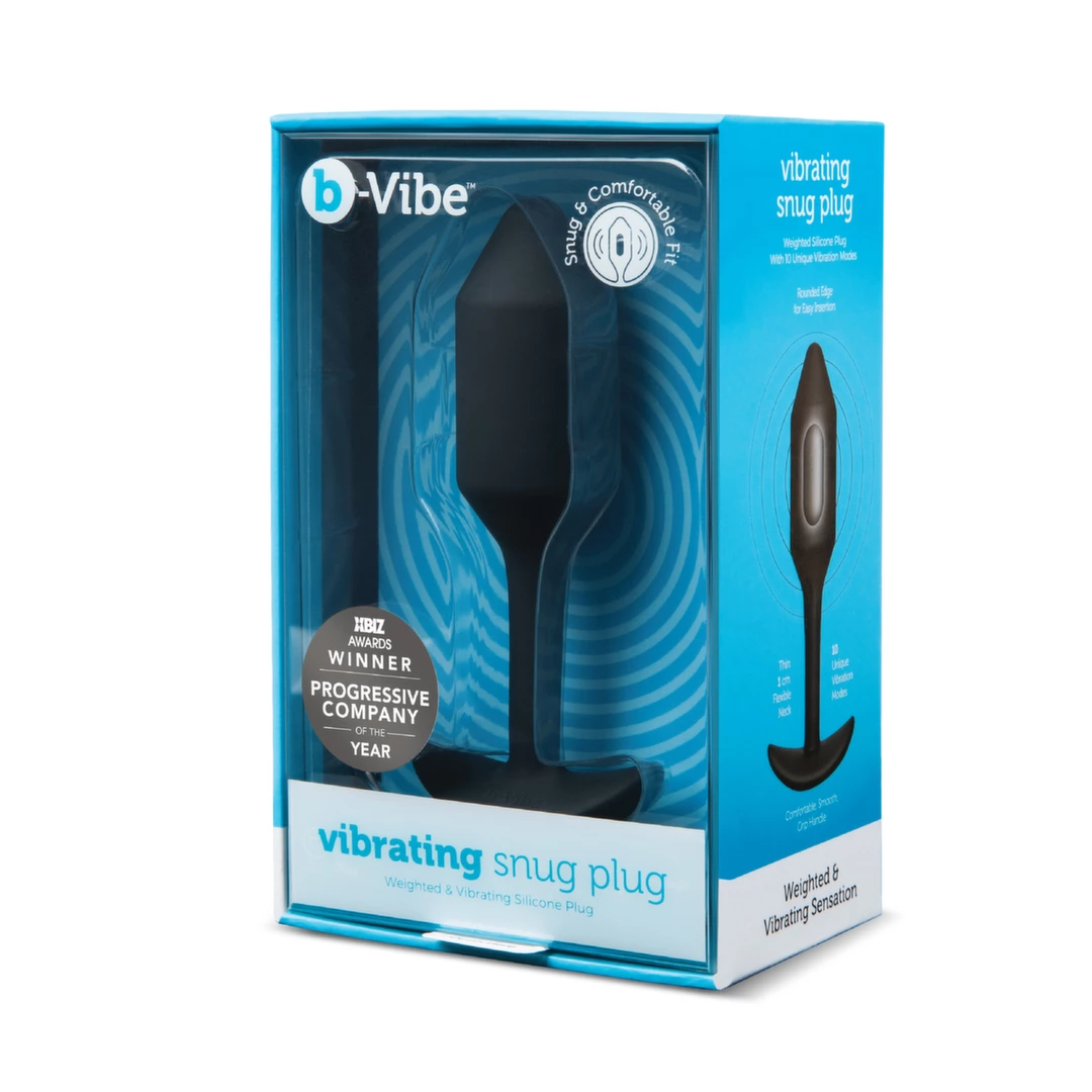 Korek analny wibrujący wykonany z silikonu w kolorze czarnym B-Vibe Vibrating Snug Korek analny wibrujący wykonany z silikonu w kolorze czarnym B-Vibe Vibrating Snug