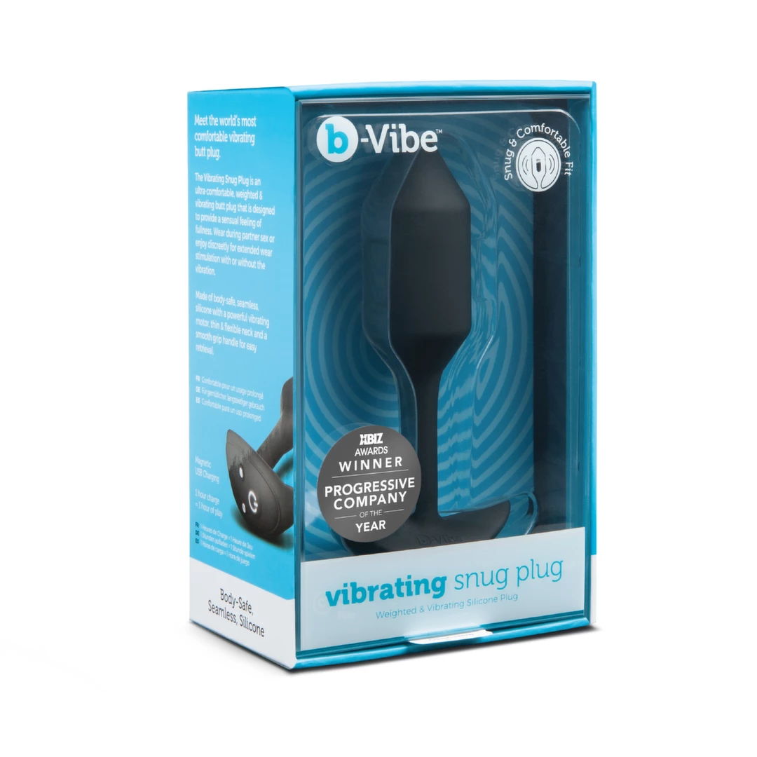 Korek analny wibrujący wykonany z silikonu w kolorze czarnym B-Vibe Vibrating Snug Korek analny wibrujący wykonany z silikonu w kolorze czarnym B-Vibe Vibrating Snug