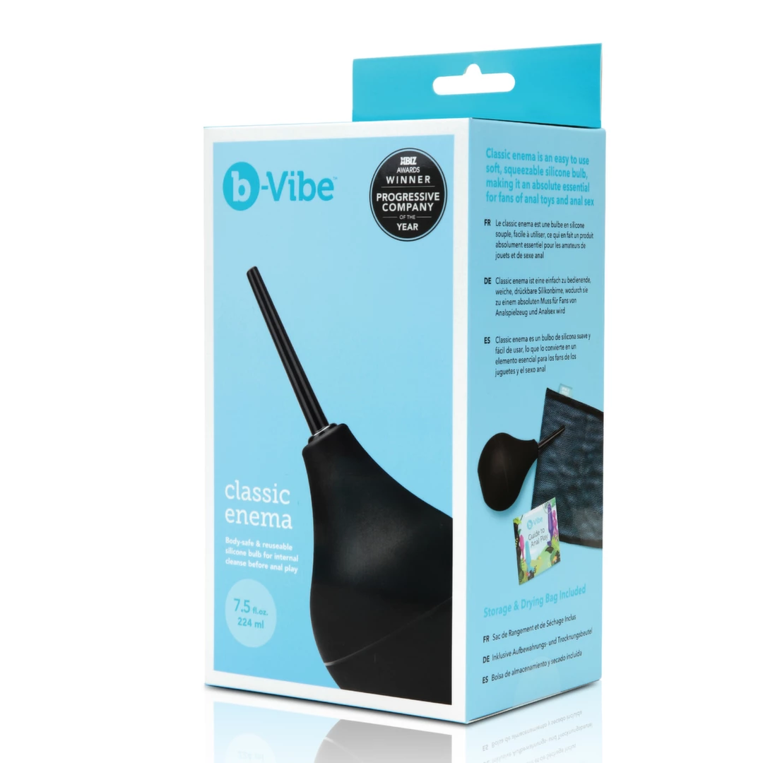 Gruszka analna wykonana z czarnego silikonu B-Vibe  Classic Enema 224 ml