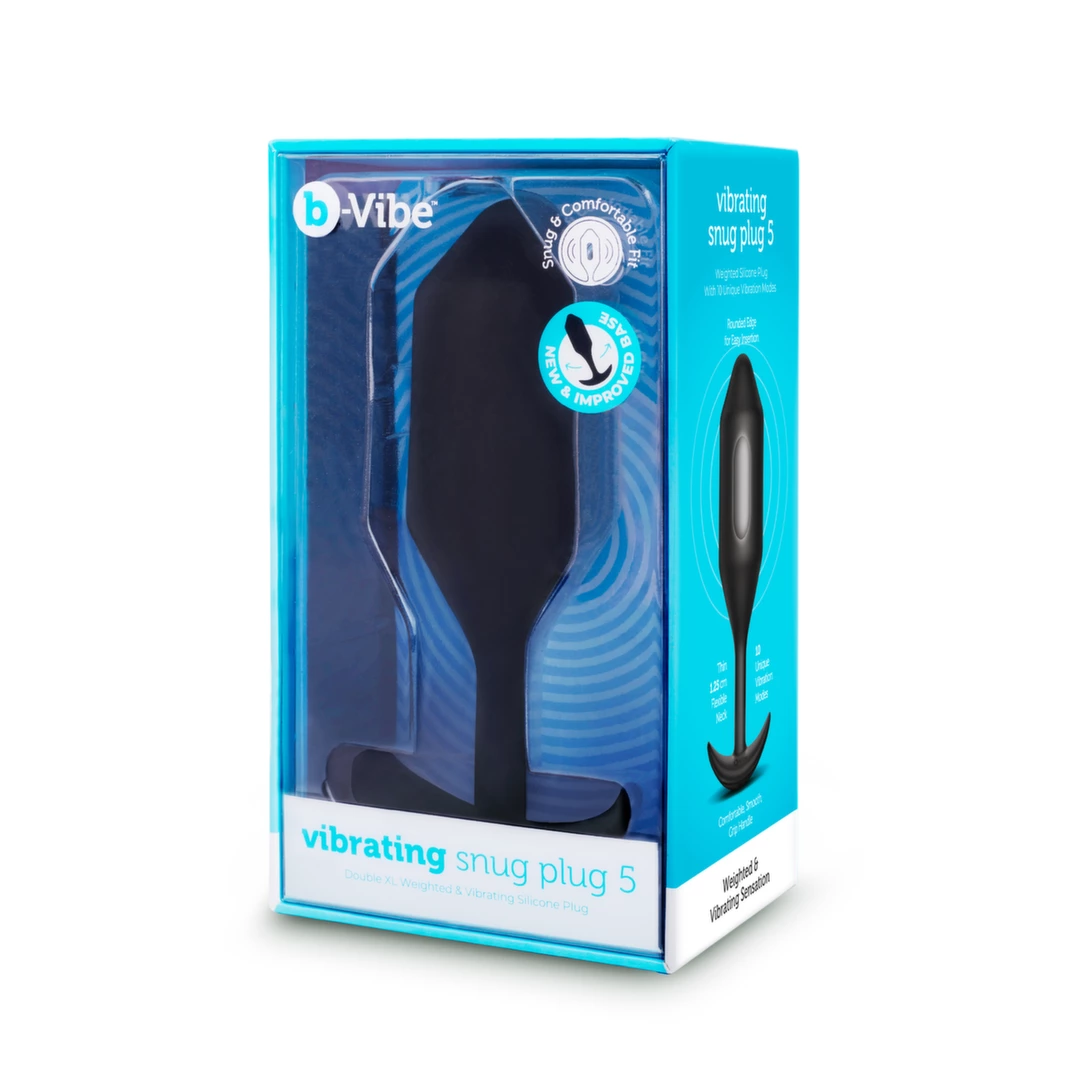 Korek analny wibrujący duży wykonany z silikonu w kolorze czarnym B-Vibe Vibrating Snug Plug