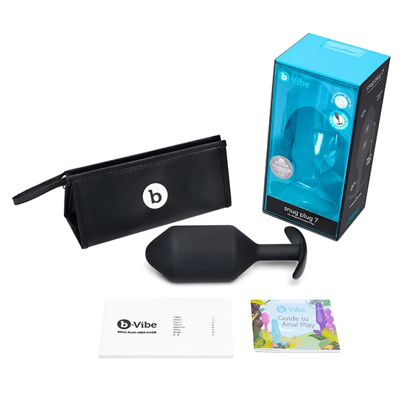 Korek analny bardzo duży wykonany z silikonu w kolorze czarnym B-Vibe Snug Plug 7