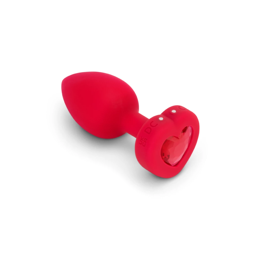 Zdalnie sterowany plug analny B-Vibe Vibrating Heart Plug M/L Red 11 cm