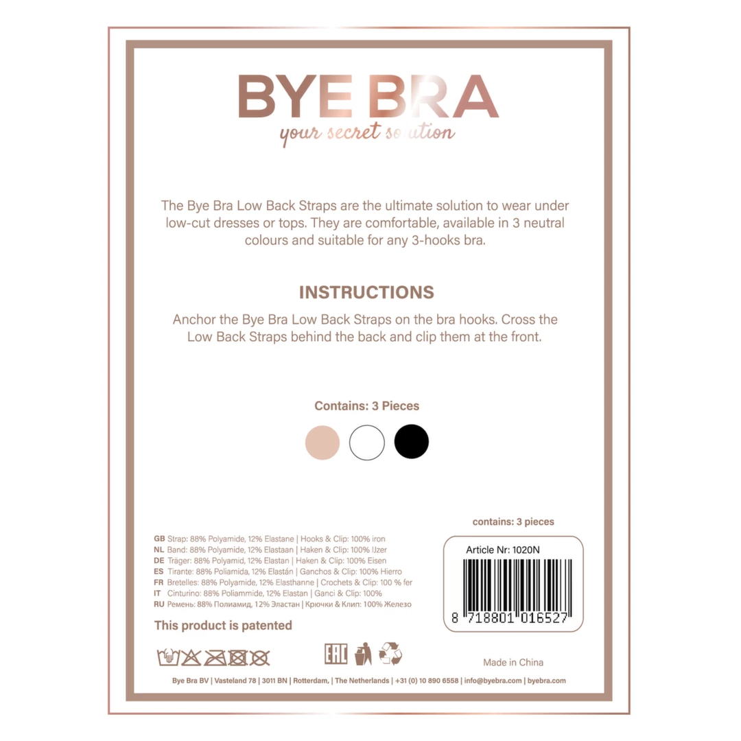 Pasek obniżający zapięcie biustonosza - Bye Bra Flexible Low Back Straps 3 haftki Czarny i Biały