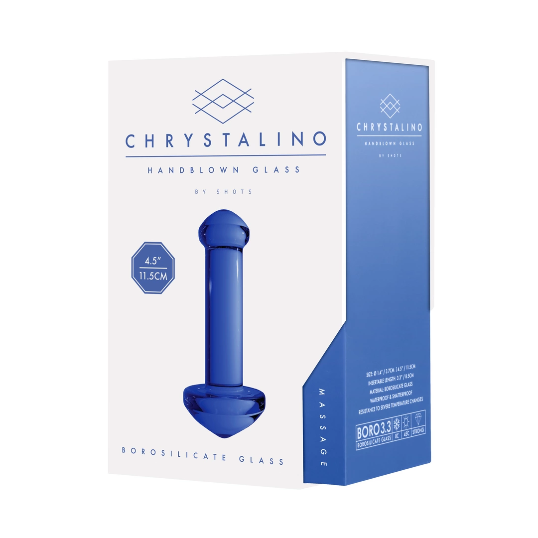 Dildo do masturbacji wykonane z niebieskiego szkła Christalino by shots 16 cm
