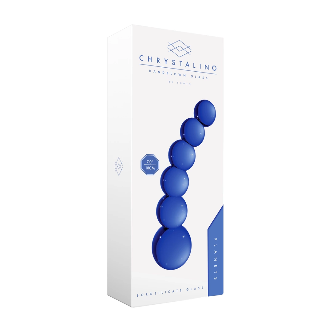 Dildo do masturbacji wykonane z niebieskiego szkła Christalino by shots Planets 18 cm