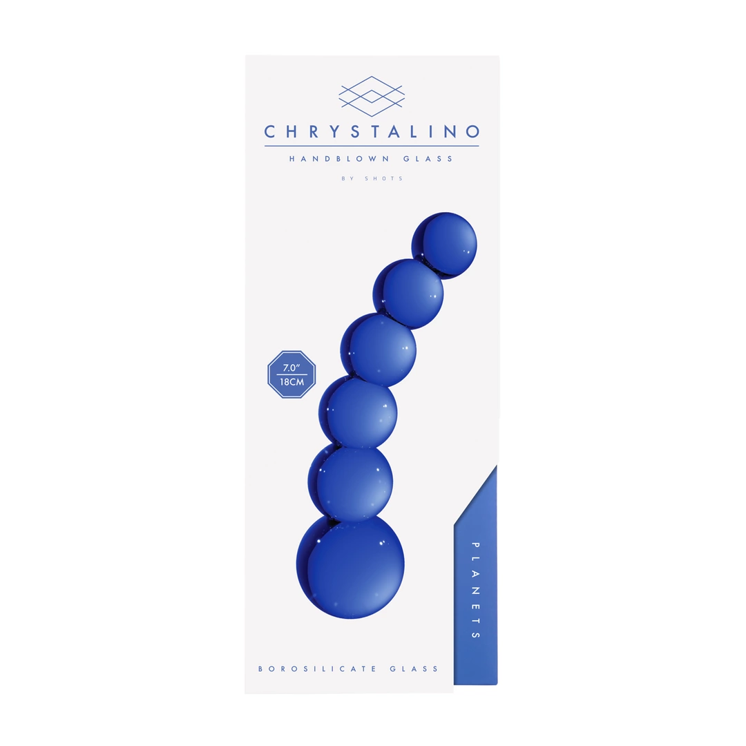 Dildo do masturbacji wykonane z niebieskiego szkła Christalino by shots Planets 18 cm