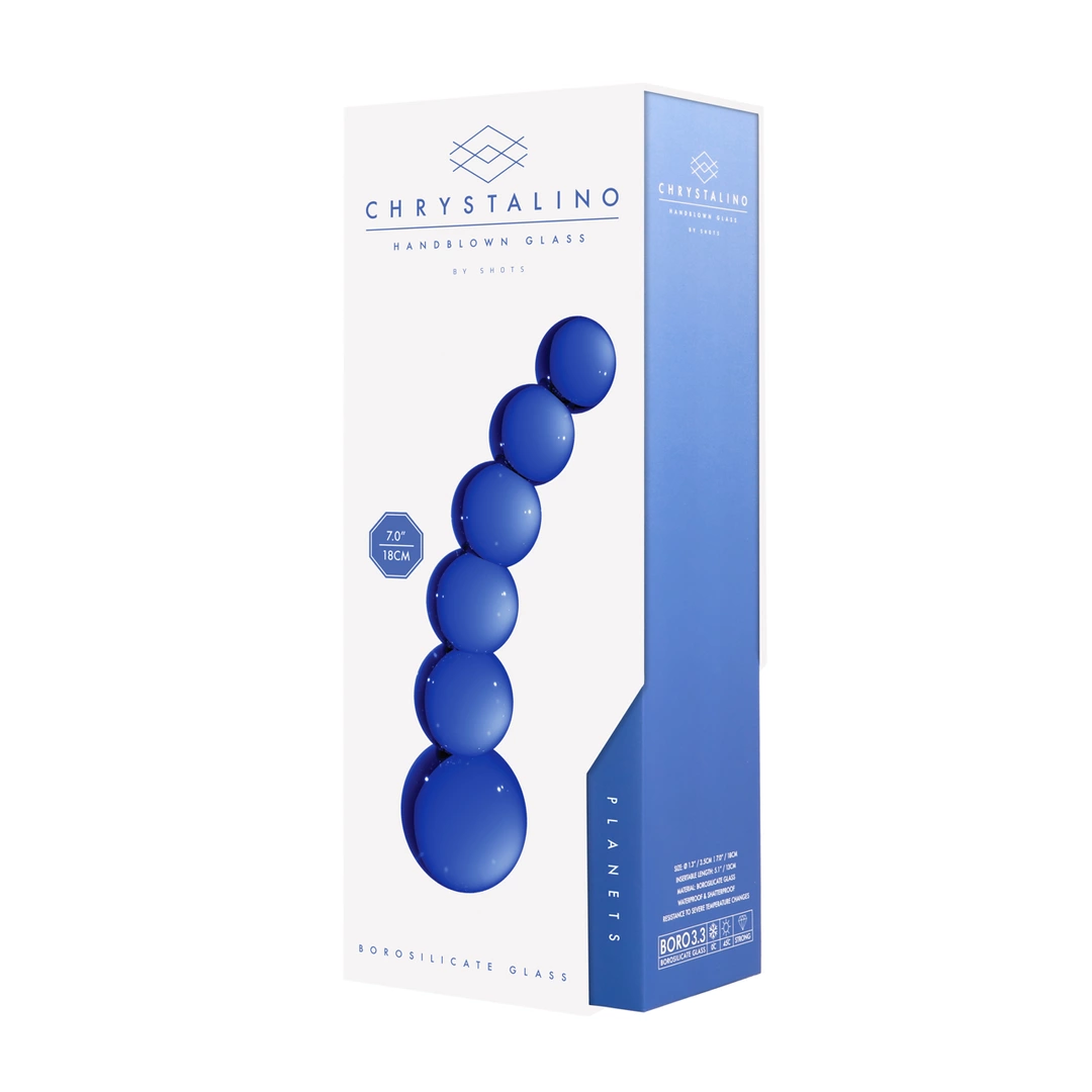 Dildo do masturbacji wykonane z niebieskiego szkła Christalino by shots Planets 18 cm