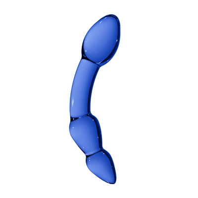 Podwójne dildo do masturbacji wykonane z niebieskiego szkła Christalino by shots Superior 14 cm