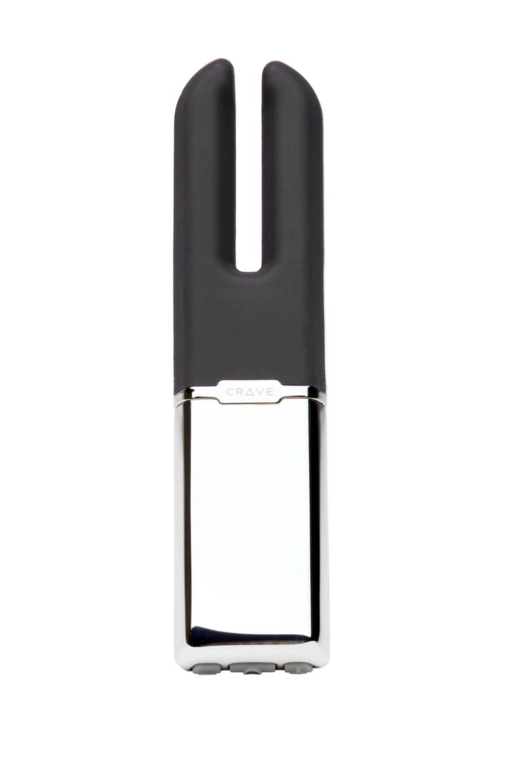 Czarny silikonowy wibrator do stymulacji łechtaczki z podwójną końcówką Crave Duet Vibrator 