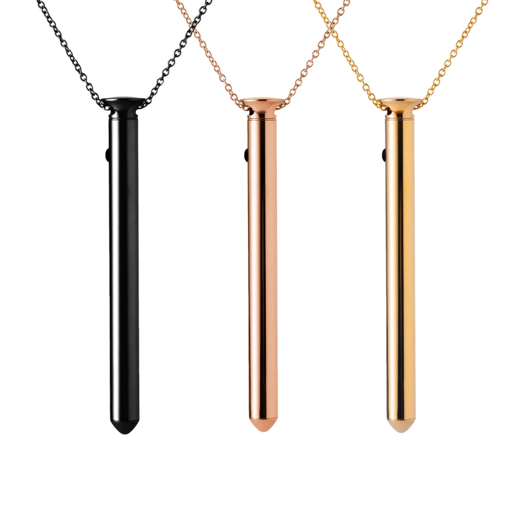 Miniwibrator naszyjnik do masturbacji wykonany ze stali w kolorze różowego złota Crave Vesper 2