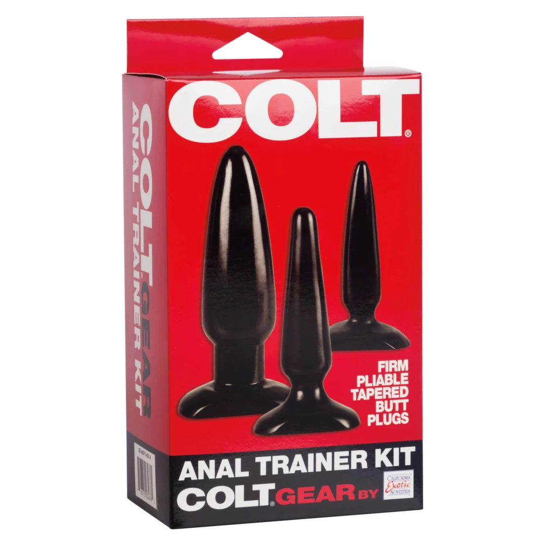 Zestaw korków analnych wykonanych z czarnego silikonu mały średni i duży Colt Anal Trainer Kit