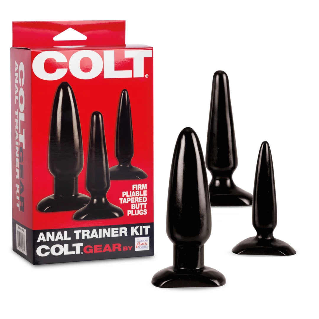 Zestaw korków analnych wykonanych z czarnego silikonu mały średni i duży Colt Anal Trainer Kit
