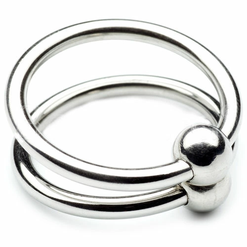 Metal Hard - Stalowy podwojny pierścień intymny 30 mm, chromowany