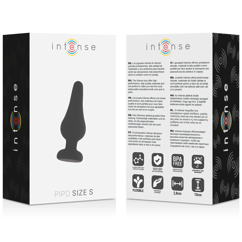 Intense Pipo S Czarny Korek Silikonowy 9,8 cm - model anatomiczny