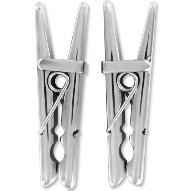 Metal Hard - klipsy zaciskowe stalowe na sutki, 8 cm, 2 sztuki